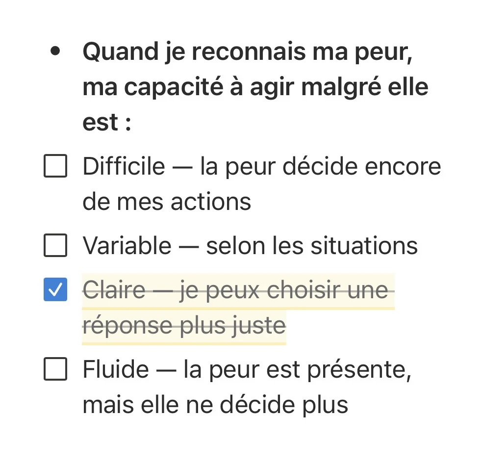 Check-point de Doriane — agir malgré la peur