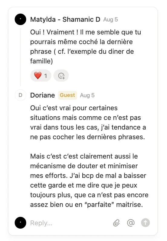 Réponse de Matylda à Doriane