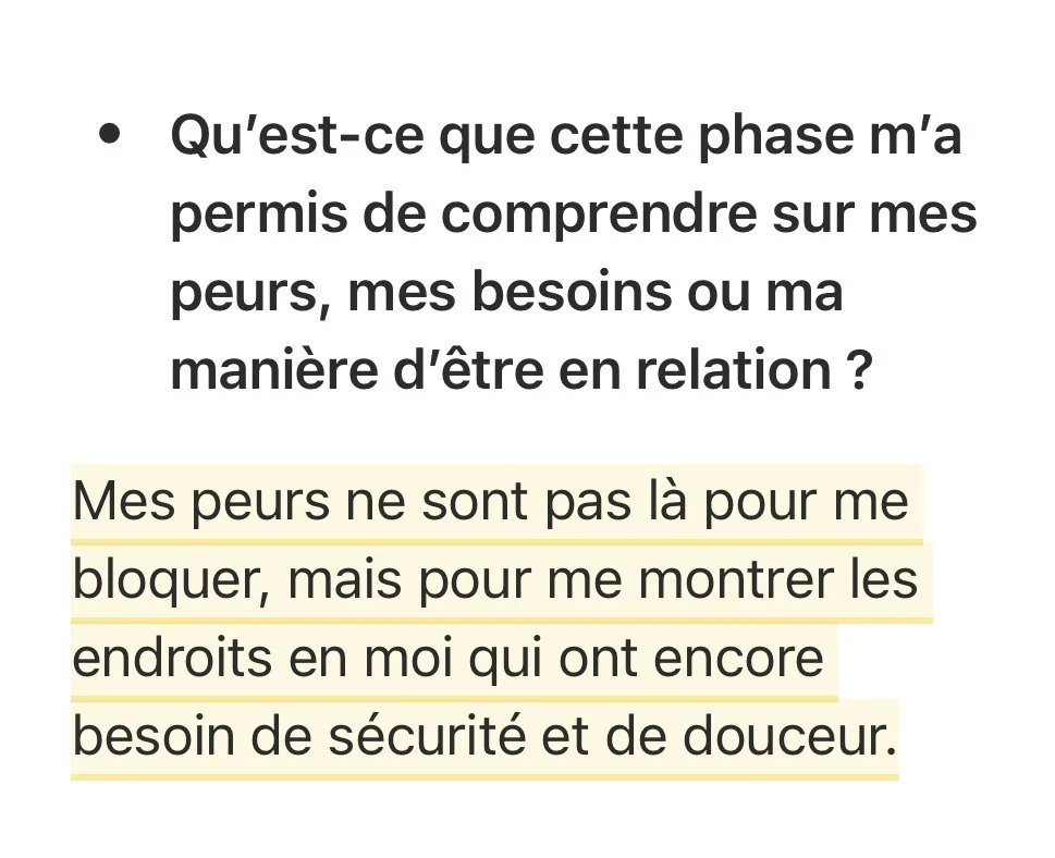 Check-point de Sandra — ce que cette phase lui a fait comprendre sur ses peurs
