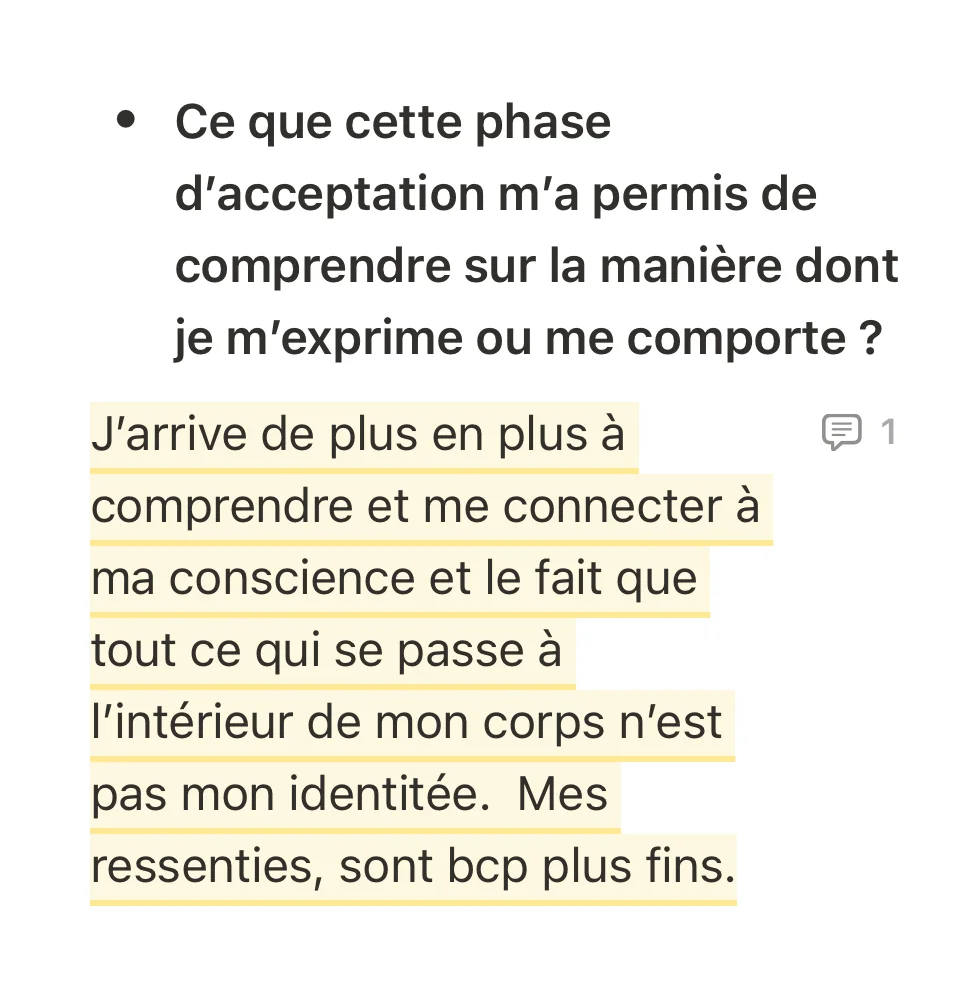 Réponse écrite d'une participante — Phase 2