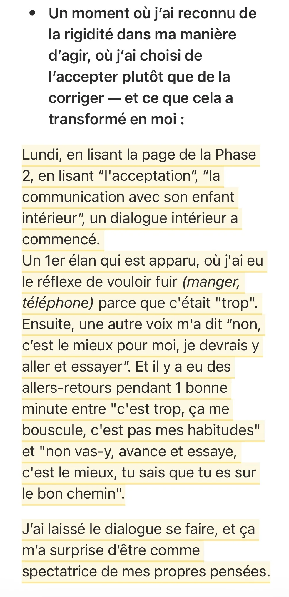 Réponse écrite d'une participante — Phase 2
