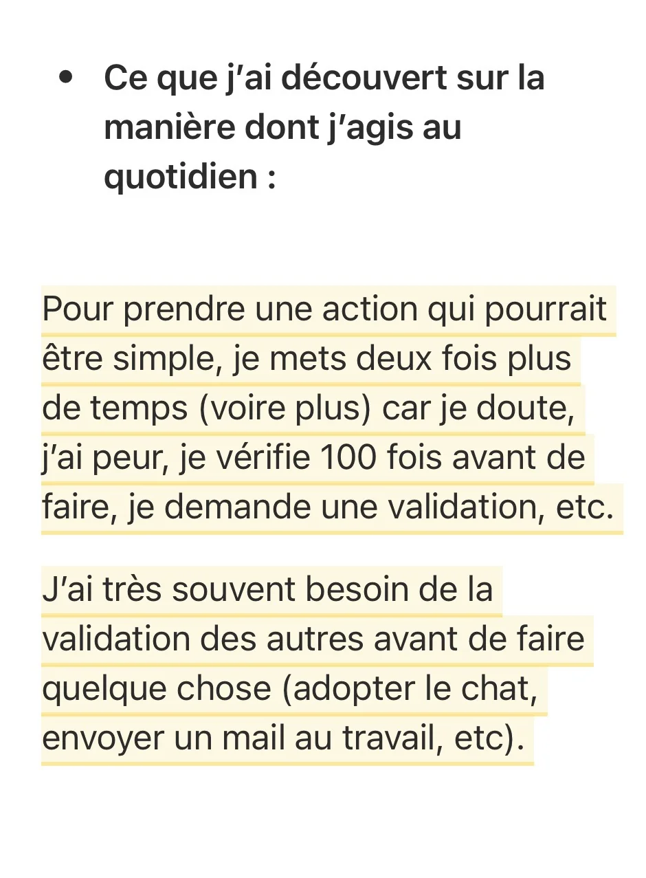 Réponse écrite d'une participante — Phase 1