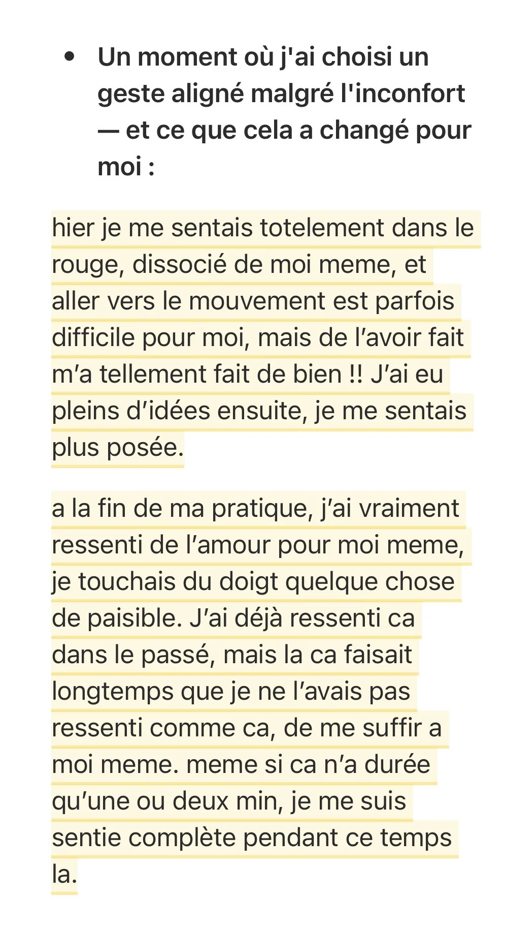 Réponse écrite d'une participante — Phase 3