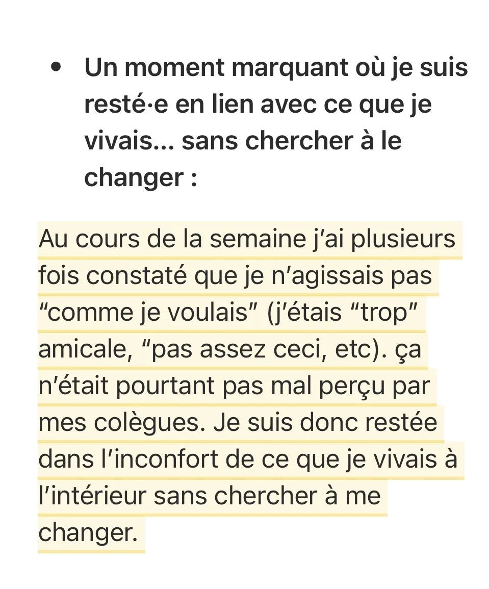 Réponse écrite d'une participante — Phase 1