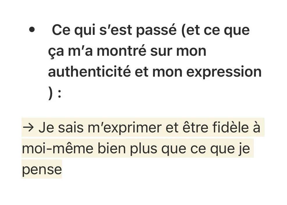Réponse écrite d'une participante — Bilan