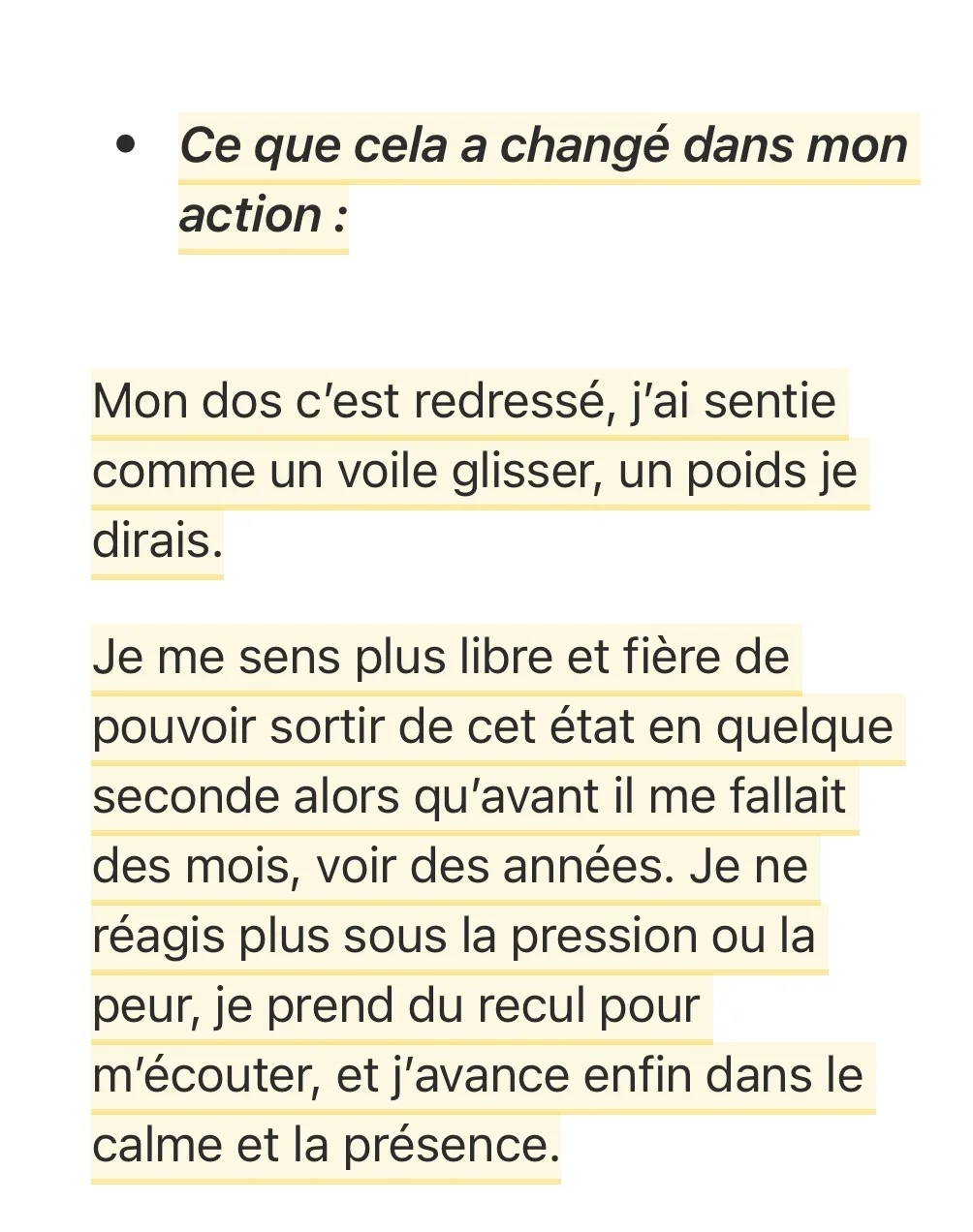 Réponse écrite d'une participante — Phase 3